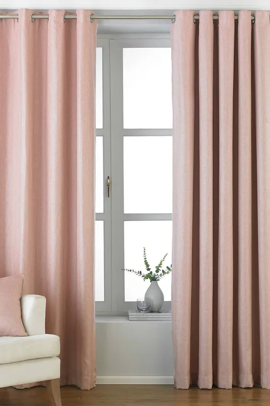 Paoletti Atlantic Twill Woven Eyelet Curtains In Blush - Size 168cm (W) X 137cm (L)