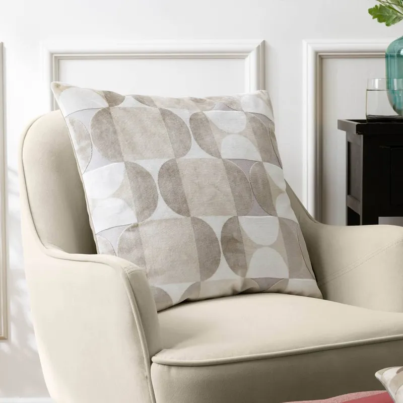 Paoletti Bardot Cut Velvet Retro Cushion in Natural Size: 50cm x 50cm - Natural