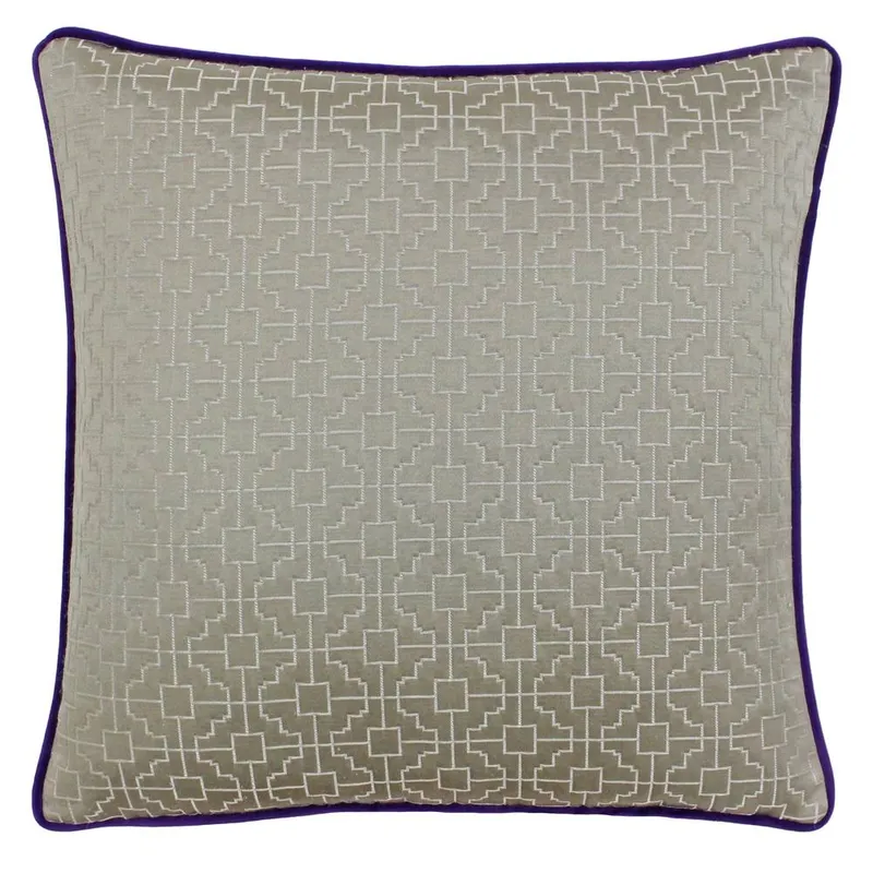 Paoletti Belsize Jacquard Piped Trim Cushion in Taupe Size: 45cm x 45cm - Taupe