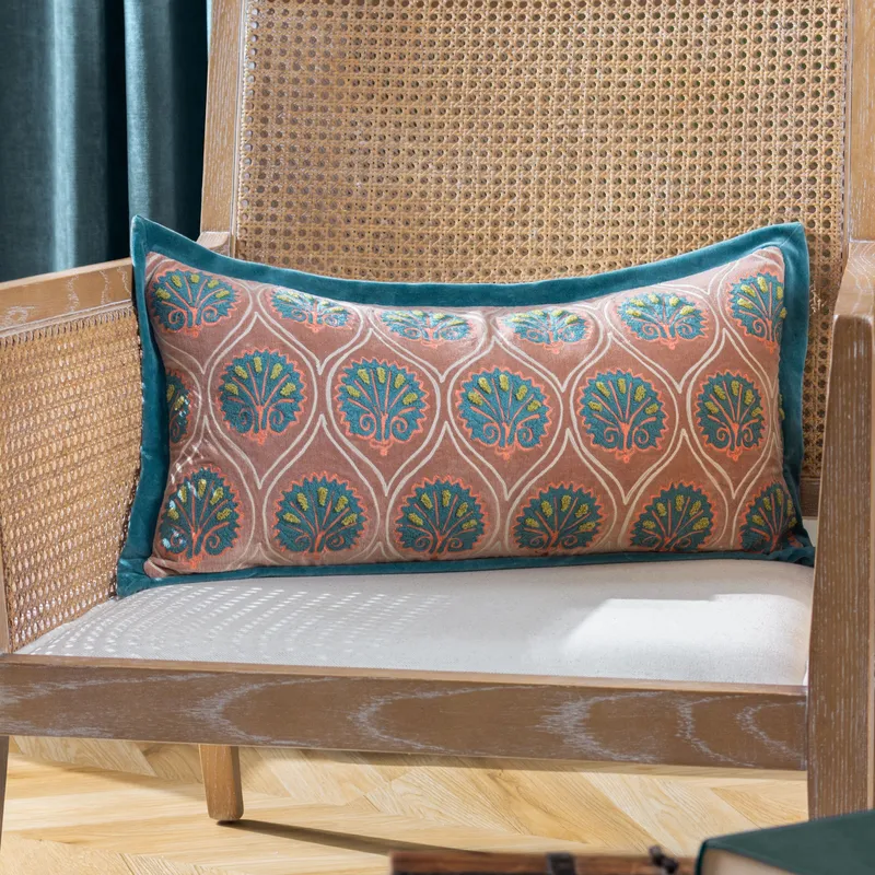 Paoletti Casa Abstract Embroidered Cushion in Rose Rose