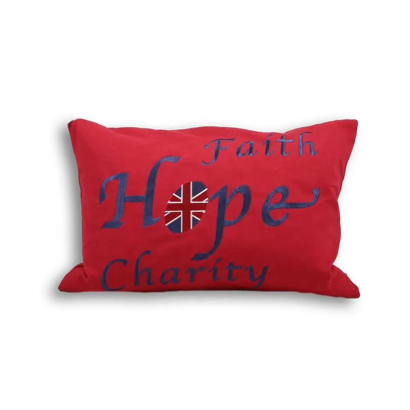 Paoletti Faith Printed Text Cushion in Red - Red