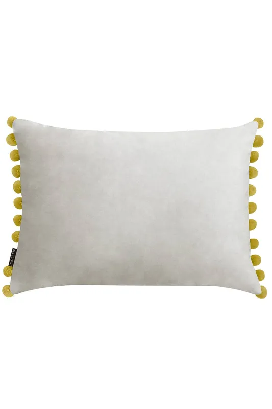 Paoletti Fiesta Soft Velvet Pom Pom Trimmed Cushion in Grey - Grey