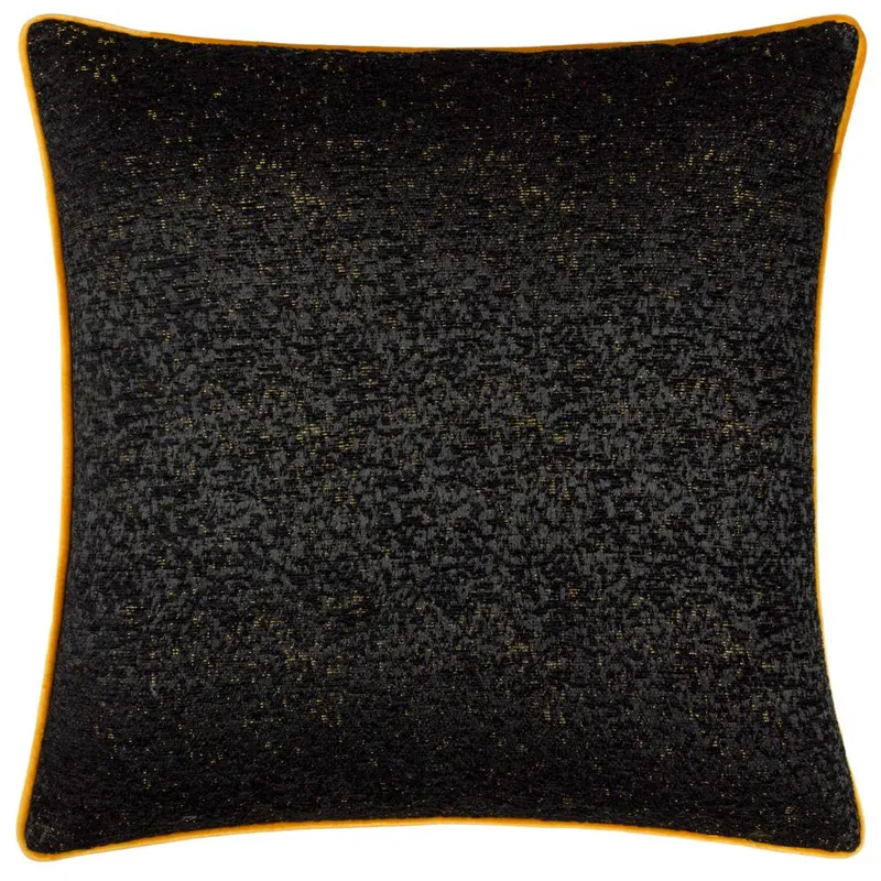 Paoletti Unisex Galaxy Chenille Piped Cushion in Black Size: 50cm x 50cm Black 50cm x 50cm female