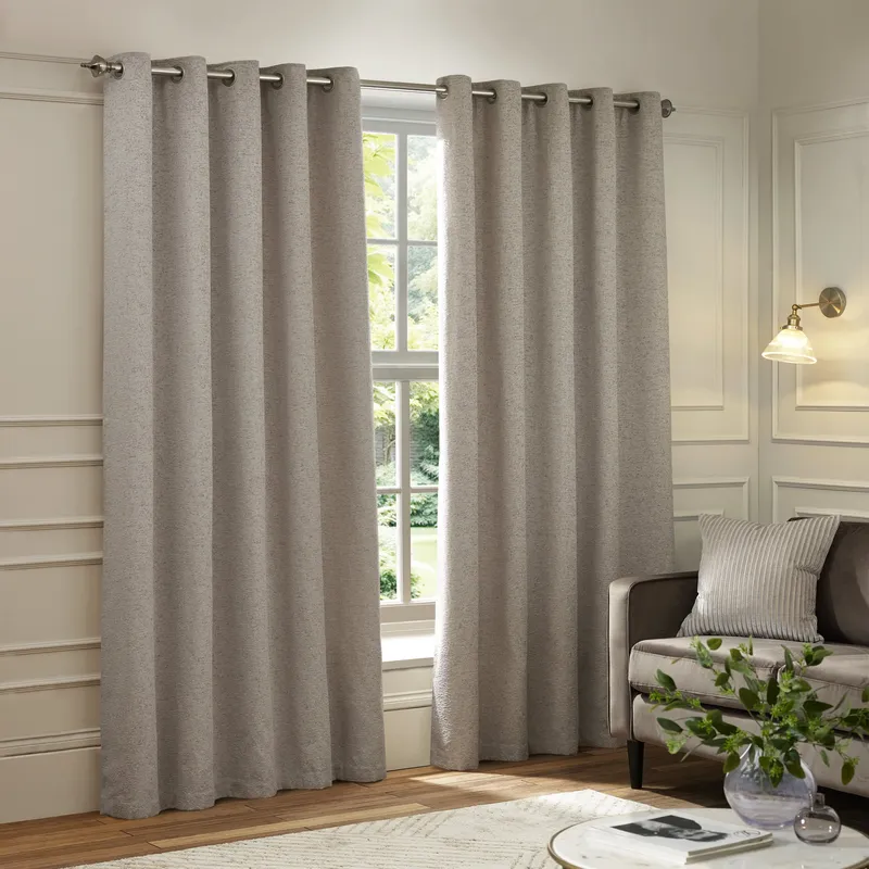 Paoletti Galaxy Velvet Chenille Eyelet Curtain Pair in Silver Size: 229 cm width x 229 cm drop Silver