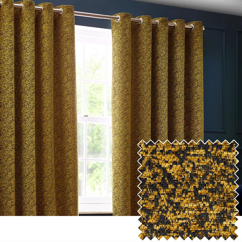 Paoletti Paolleti Galaxy Room Darkening Eyelet Curtains - Gold - Size 117 Cm X 183 Cm
