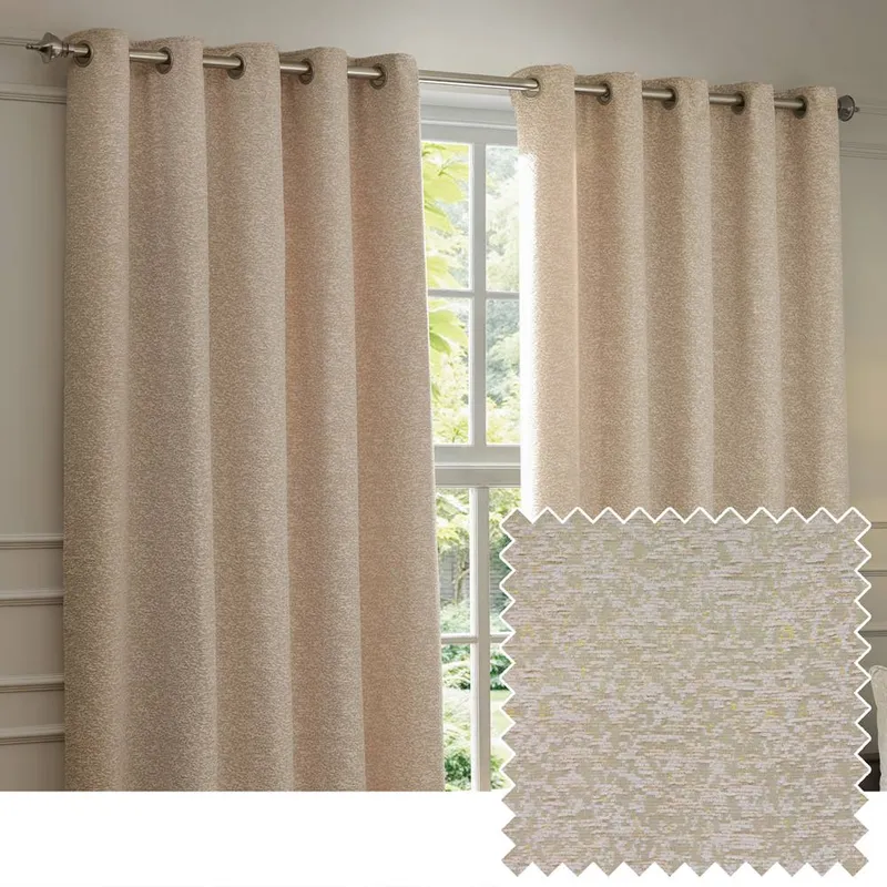 Paoletti Galaxy Velvet Chenille Eyelet Curtain Pair in Nude Size: 168 cm width x 183 cm drop Nude 168 cm width x 183 cm drop