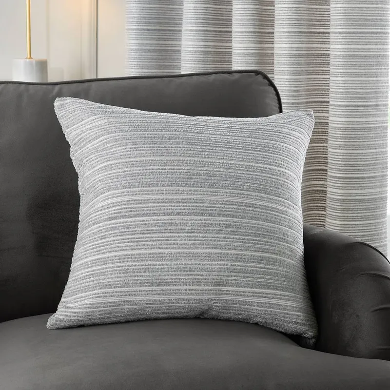 Paoletti Jupiter Chenille Jacquard Cushion in Silver Size: 50cm x 50cm - Silver