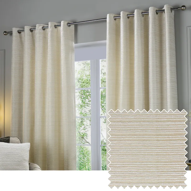Paoletti Jupiter Chenille Jacquard Eyelet Curtain Pair in Off-White Size: 168 cm width x 183 cm drop Off-White 168 cm width x 183 cm drop