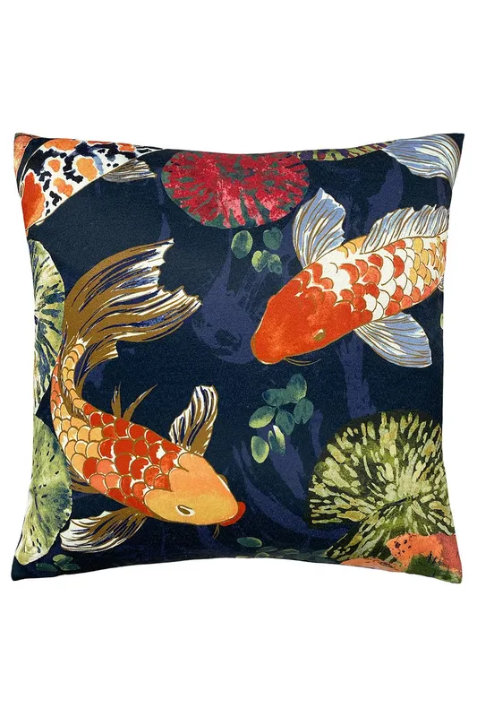 Paoletti Koi Pond Abstract Cushion - Navy - One Size