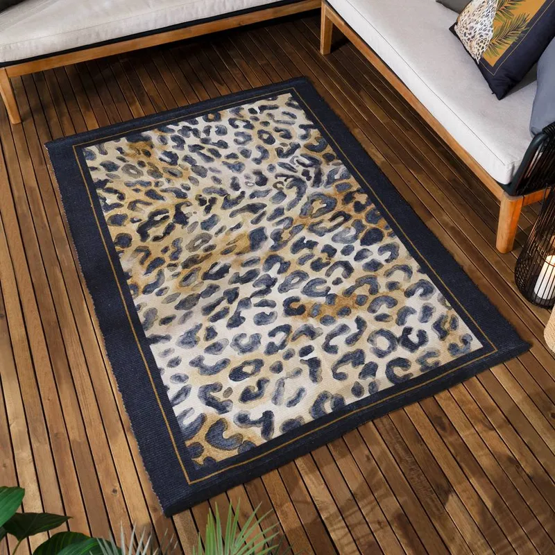 Paoletti Leopardis Leopard Printed Indoor/Outdoor Rug in Gold Size: 120cm x 170cm - Gold