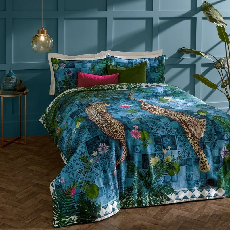 Paoletti Unisex Majorelle Exotic Duvet Cover Set in Blue Size: King Blue King female