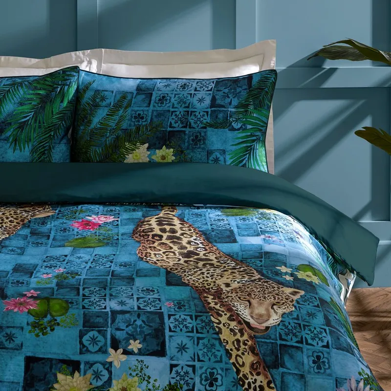 Paoletti Majorelle Exotic Pillowcase Pair in Blue Size: Standard Pillow Case Blue Standard Pillow Case