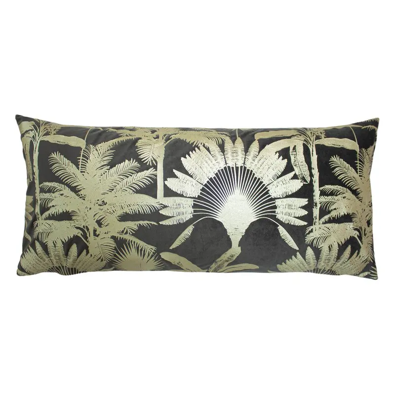 Paoletti Unisex Malaysian Palm Foil Printed Cushion in Brown Brown female