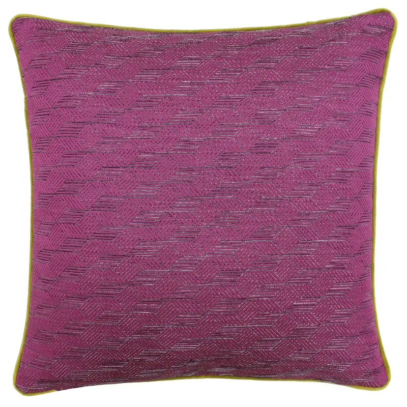 Paoletti Marylebone Jacquard Cushion in Magenta Size: 50 cm x 50 cm Magenta 50 cm x 50 cm