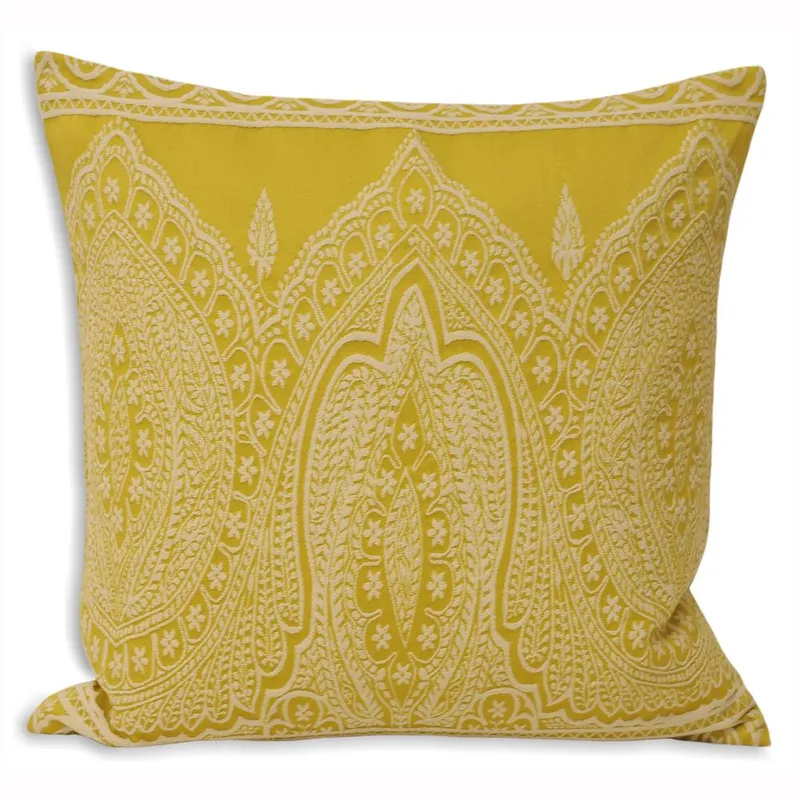 Paoletti Paisley Printed Cushion in Yellow Size: 50cm x 50cm - Yellow - Size: 50cm x 50cm