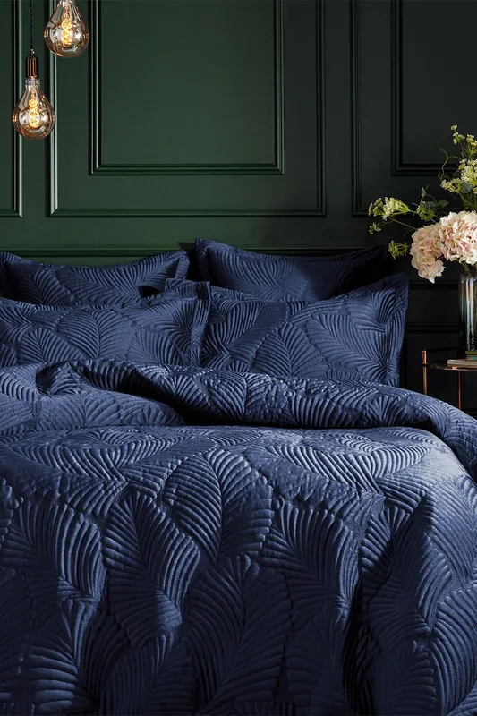 Paoletti Duvet Cover Set Navy Blue Super King Duvet Cover