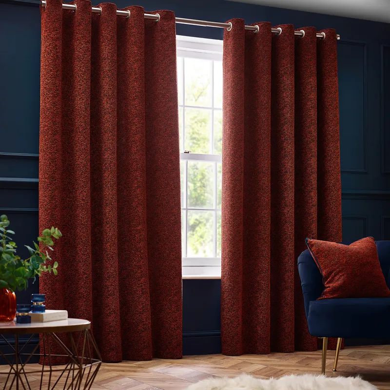 Paoletti Paolleti Galaxy Room Darkening Eyelet Curtains - Red - Size 117 Cm X 137 Cm