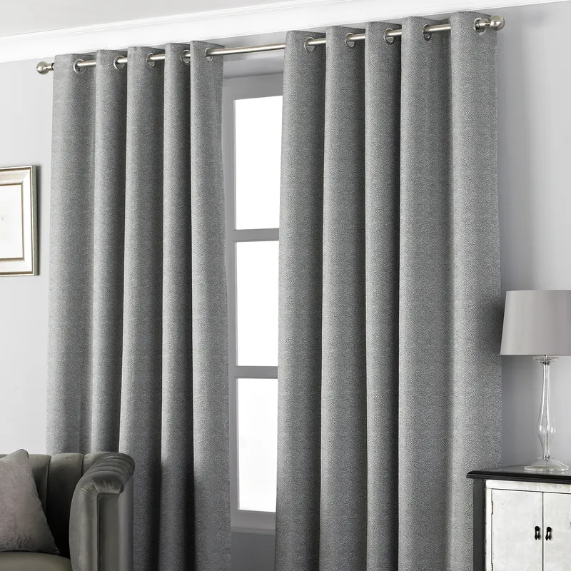 Paoletti Pendleton Eyelet Curtains in Dark Grey Size: 168 cm width x 137 cm drop Dark Grey 168 cm width x 137 cm drop