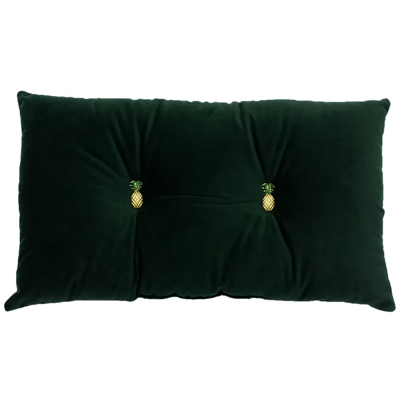 Paoletti Pineapple Jewelled Velvet Cushion in Emerald Size: 30cm x 50cm - Emerald