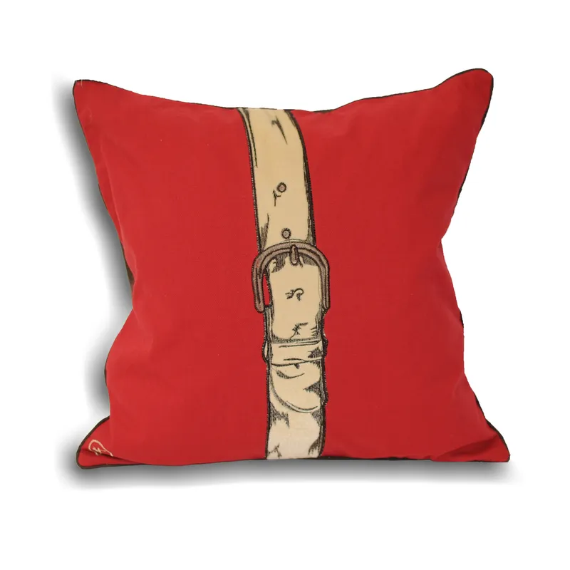 Paoletti Polo Strap Filled Cushion - Red - Size 45 Cm X 45 Cm