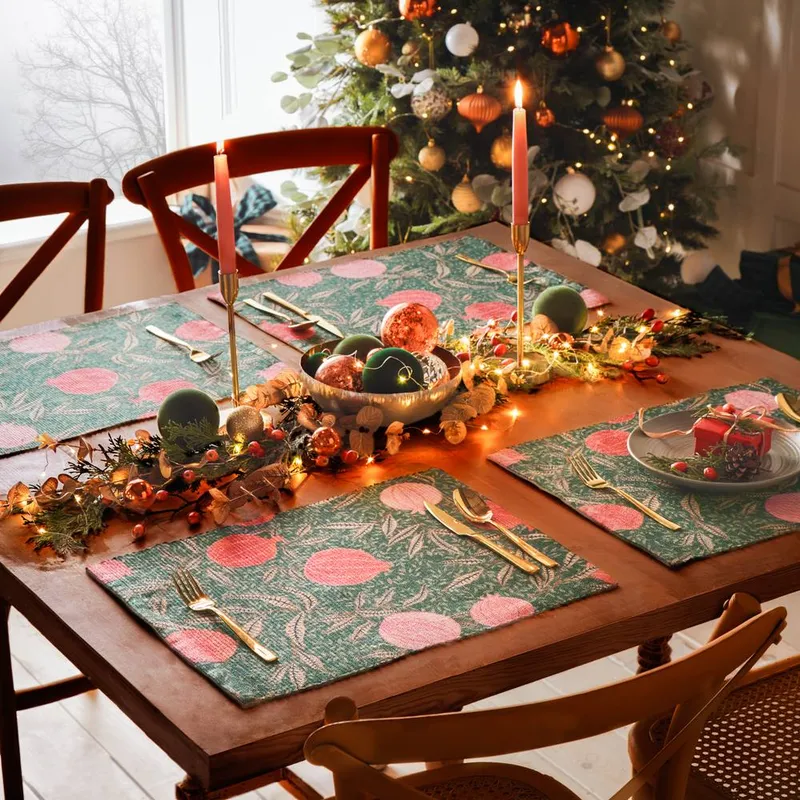Paoletti Pomegranate Trending Placemats (Set Of 4) - Green - One Size