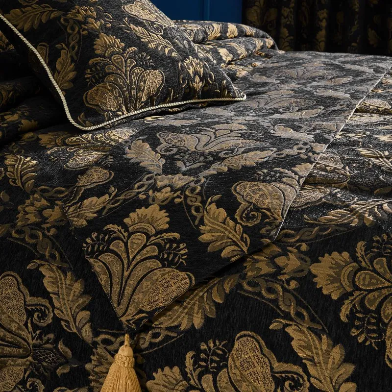 Paoletti Shiraz Jacquard Chenille Runner in Black - Black