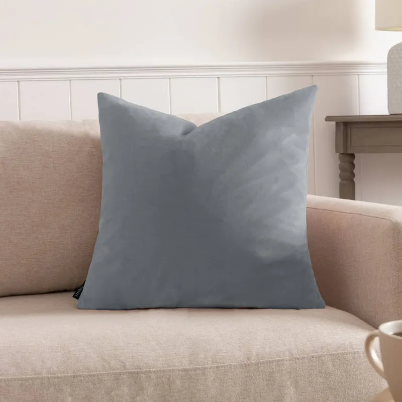 Paoletti Sunningdale Plain Velvet Cushion in Silver Size: 50cm x 50cm - Silver - Size: 50cm x 50cm