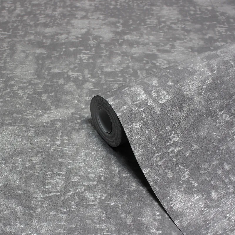 Paoletti Symphony Abstract Metallic Vinyl Wallpaper in Charcoal - Charcoal