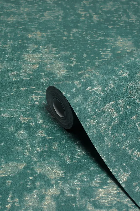 Paoletti Symphony Abstract Metallic Vinyl Wallpaper in Teal - Teal