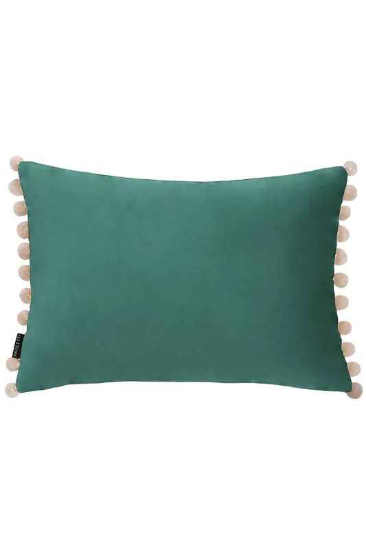 Paoletti Fiesta Soft Velvet Pom Pom Trimmed Cushion in Teal Teal