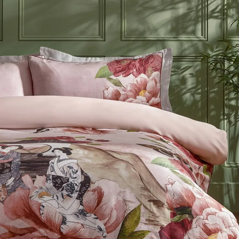 Paoletti Geisha 100% Cotton Pillowcase Pair in Pink Size: Standard Pillow Case - Pink