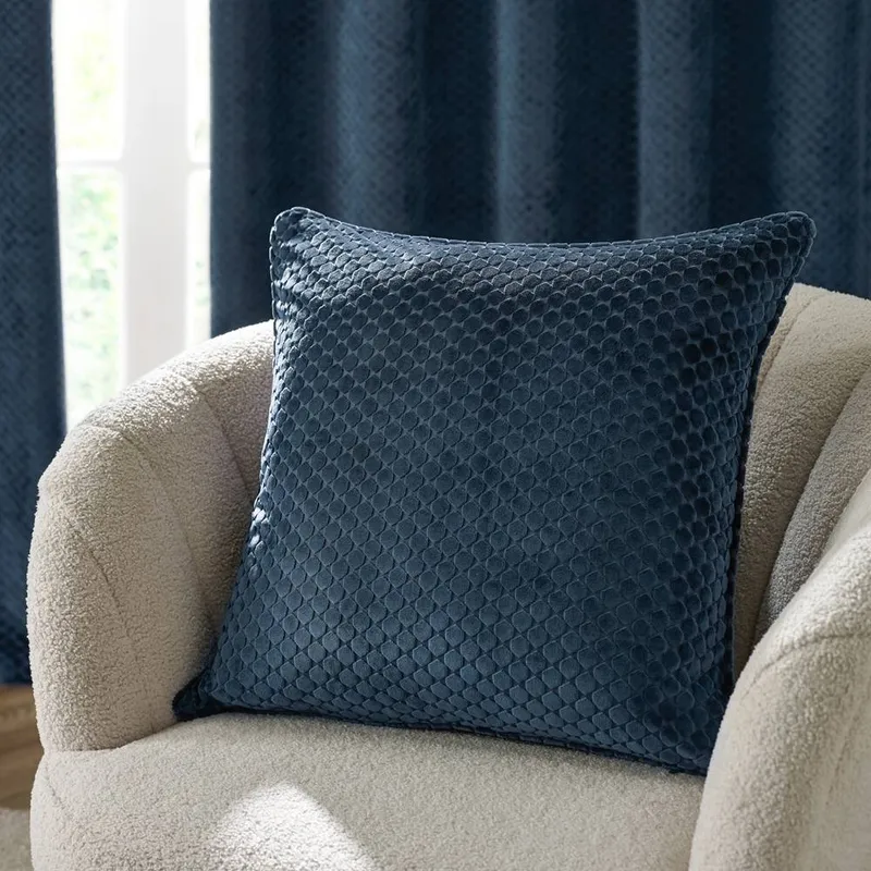 Paoletti Unisex Neptune Velvet Cushion in Navy Size: 50cm x 50cm Navy 50cm x 50cm female