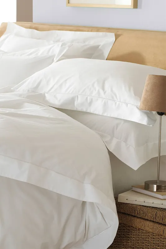 Paoletti Oxford Duvet Cover Set - White Cotton - Size King