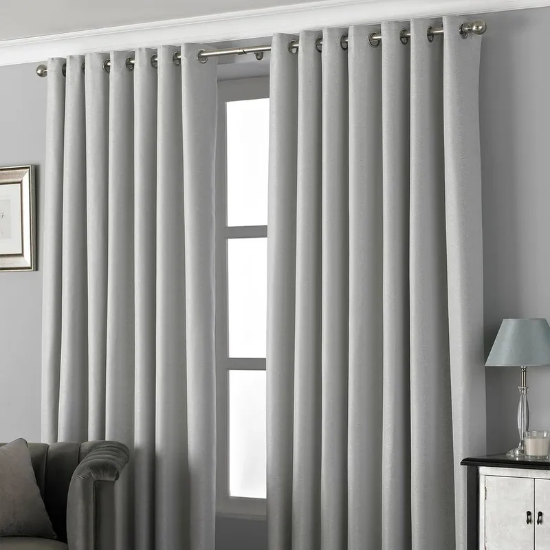 Paoletti Pendleton Eyelet Curtains - Silver - Size 229 Cm X 183 Cm