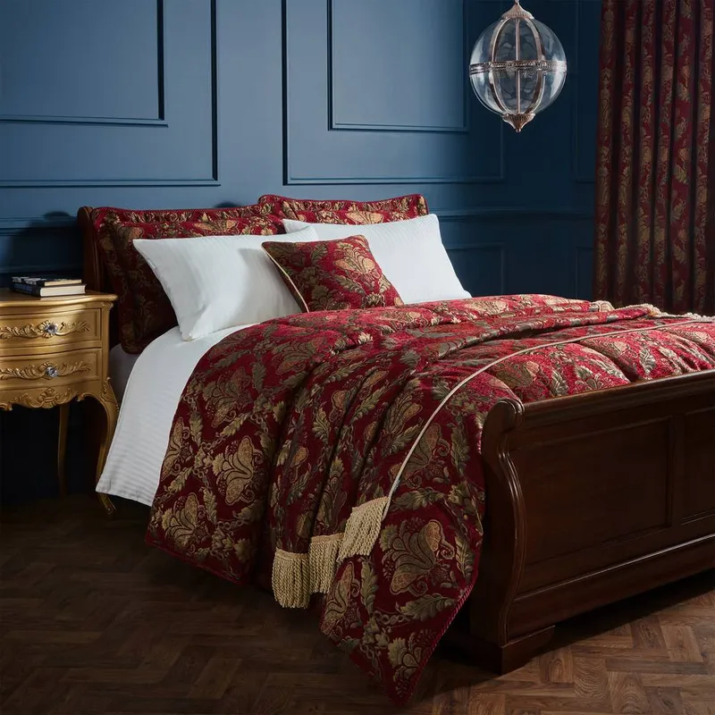 Paoletti Shiraz Jacquard Chenille Bedspread in Burgundy - Burgundy - Size: One Size