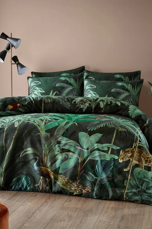 Paoletti Siona Tropical 100% Cotton Duvet Cover Set Size: Double - Multicolor