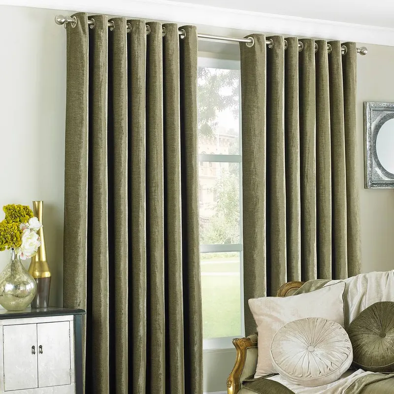 Paoletti Wellesley Velvet Feel Eyelet Curtains In Mocha - Size 168 Cm X 183 Cm