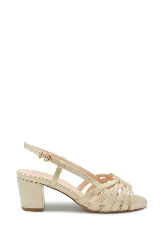 Paradox London Women's 'Nicolette' Wide Fit Block Heel Sandal in Gold Size: 6 Gold 6