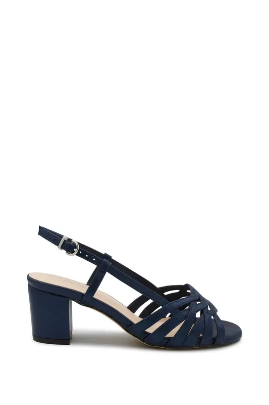 Paradox London Women's 'Nicolette' Wide Fit Block Heel Sandal in Navy Size: 5 Navy 5 female