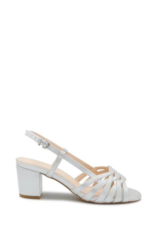 Paradox London Women's 'Nicolette' Wide Fit Block Heel Sandal in Silver Size: 4 Silver 4