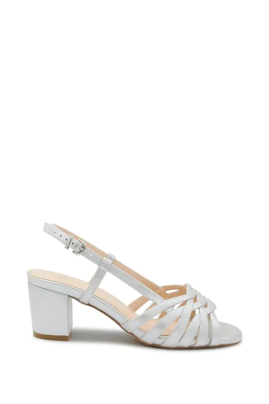 Paradox London Women's 'Nicolette' Wide Fit Block Heel Sandal in Silver Size: 7 - Silver - Size: 7
