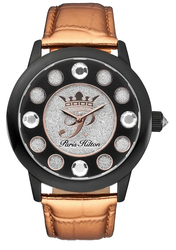 Paris Hilton Women's Fame Black Watch in Gold Gold