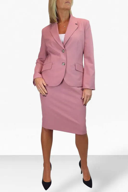 Paulo Due Women's 2 Piece Tailored Skirt Suit in Pink Size: 20 Pink 20
