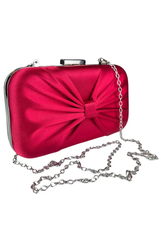 Paulo Due Women's Bow Satin Clutch Bag in Red - Red - Size: One Size