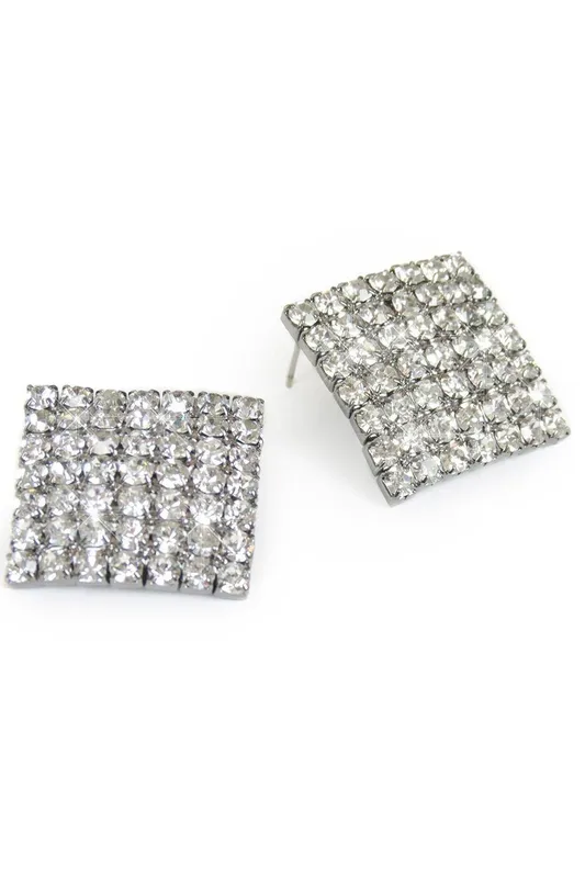 Paulo Due Women's Square Diamante Earrings in Silver Silver female