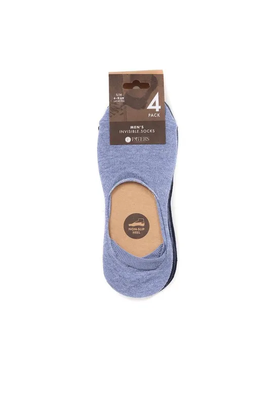 Pavers Unisex 4-Pack Invisible Socks in Blue Size: Small/Medium Blue S/M female