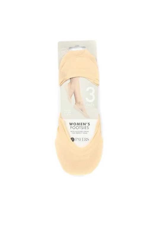 Pavers Women's 3 Pack Cotton Blend Invisible Socks in Nude - Nude - Size: One Size