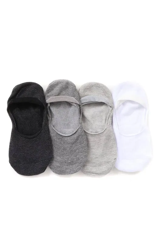 Pavers Women's 4 Pack Invisible Socks in Grey Size: Medium/Large Grey M/L