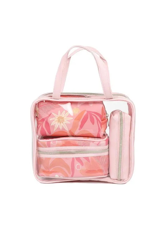 Pavers Women's 4-Piece Travel Beauty Organiser Set Bag in Pink - Pink - Size: One Size