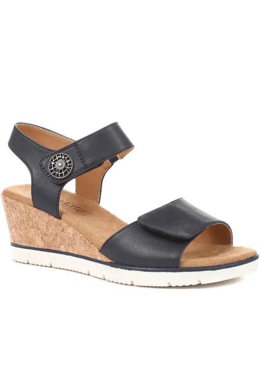 Pavers Women's Adjustable Wedge Sandals in Navy Size: 5 Navy